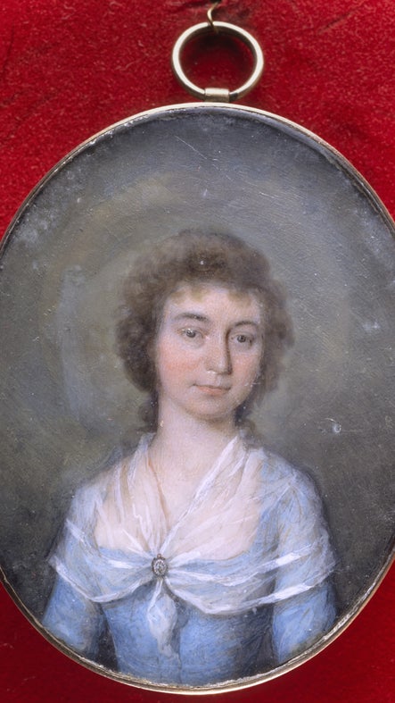 A miniature depicting Mary Parminter, A la Ronde, Devon.